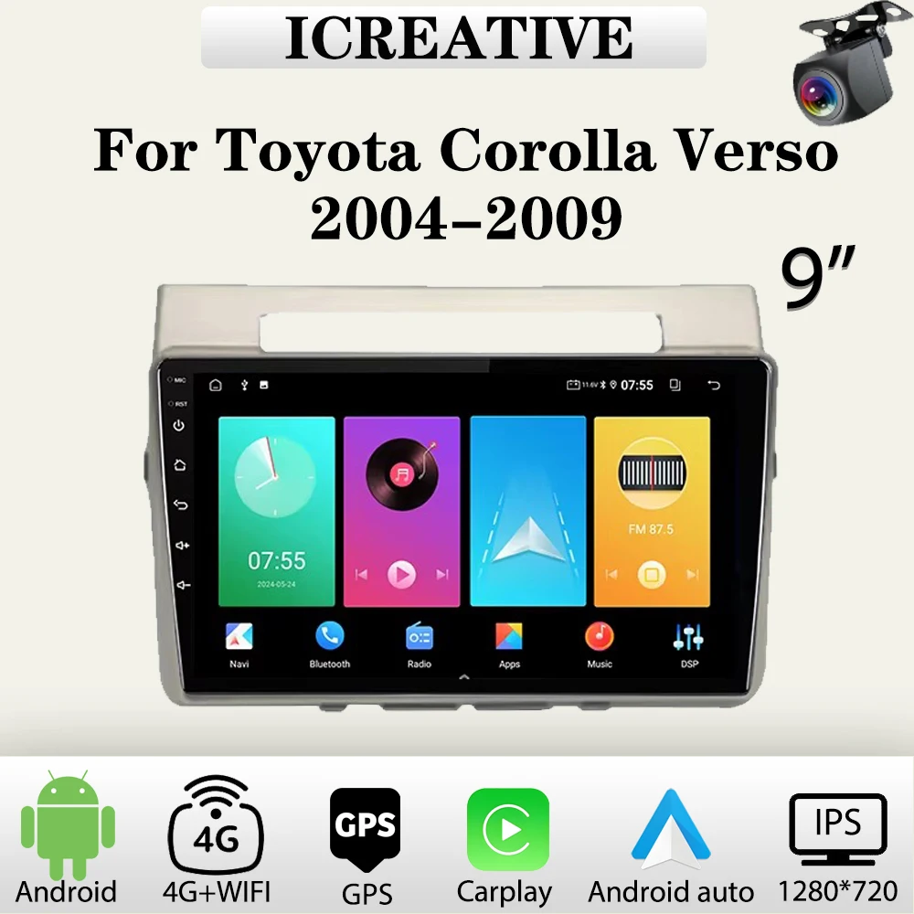 

Car Radio Android for Toyota Corolla Verso 2004-2009 9’‘ Multimedia Carplay Player Car Stereo Autoradio Head Unit Navigation GPS