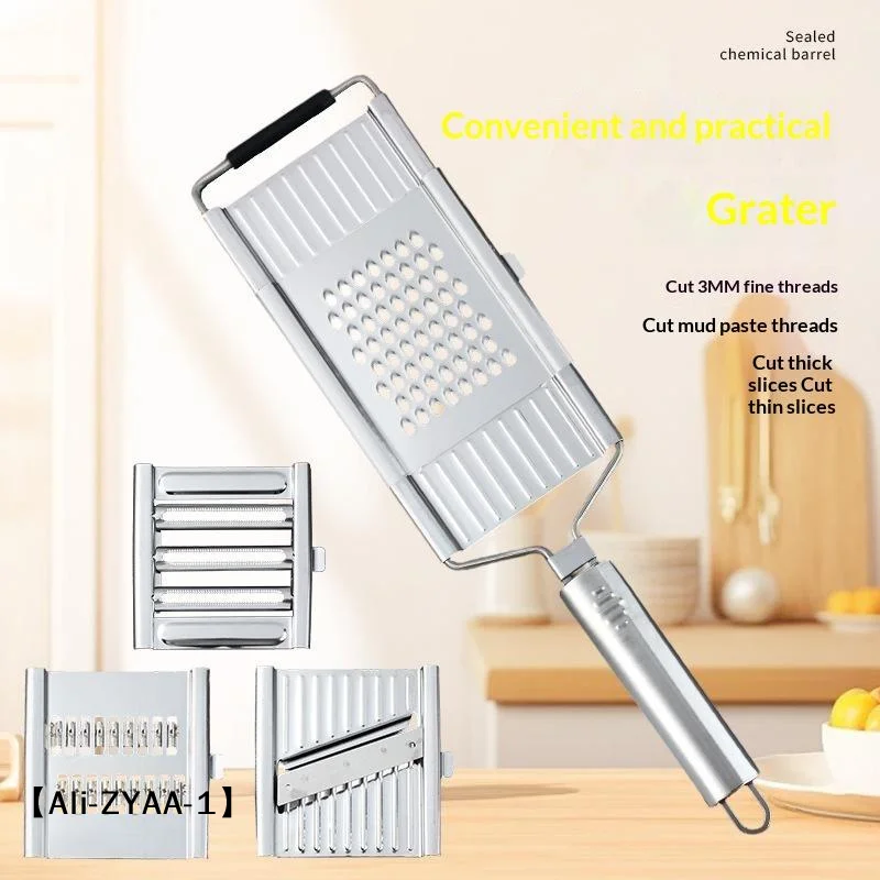 【A】4 In1 Vegetable Slicer Stainless Steel Shredder Cutter Multi-Purpose Vegetable Slicer  Set Manual Fruit Carrot Potato Grater