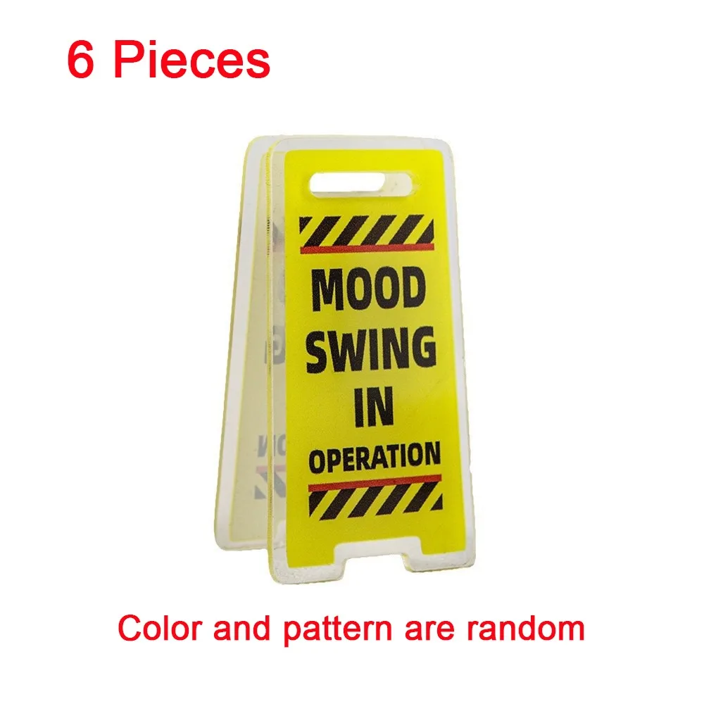6PCS Creative Mini Acrylic Desk Sign Humorous Design Funny Desk Warning Sign Decorative Unique Sticky Note Holder Room Decor