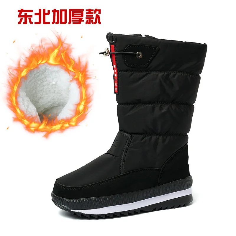 Comemore Waterproof Non-slip Mid-calf Boots Platform Winter Thick Plush Boot Comfortable Women Snow Boots Fashion Botas Mujer 41