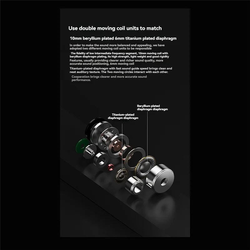 TRN V10 PRO Kopfhörer Dual Dynamic High-Fidelity Sound In-Ear-Monitore Kopfhörer-N34R