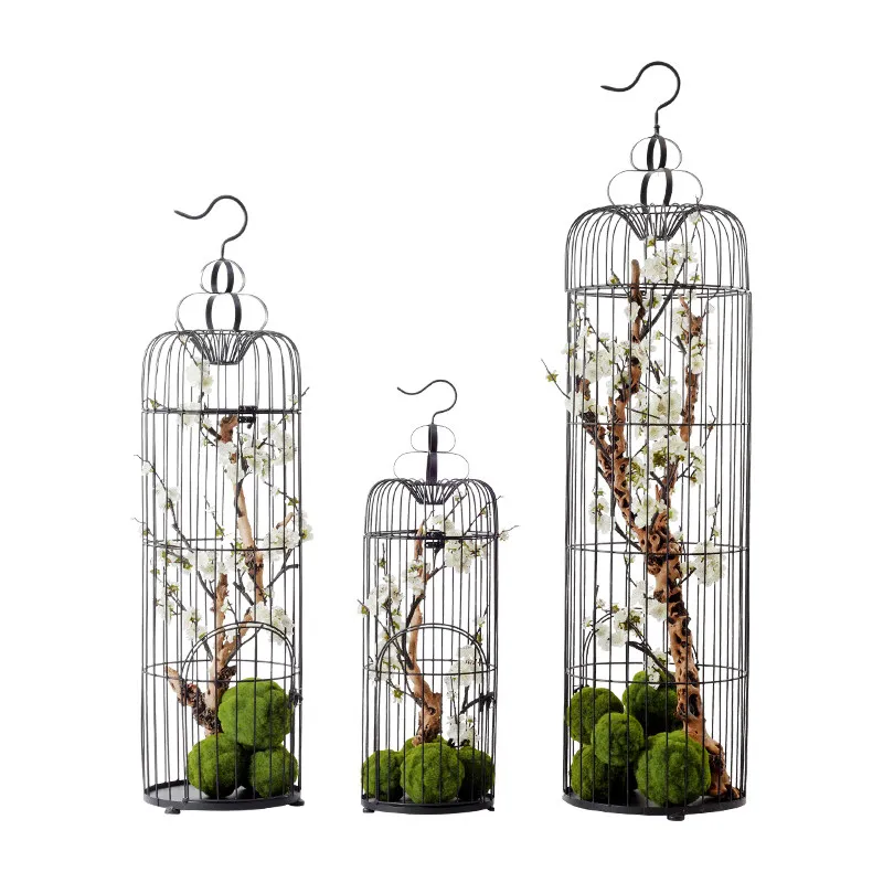 Yjq1 new Chinese style large floor plum blossom bird cage simulation fake vase handicraft hotel living room soft decoration