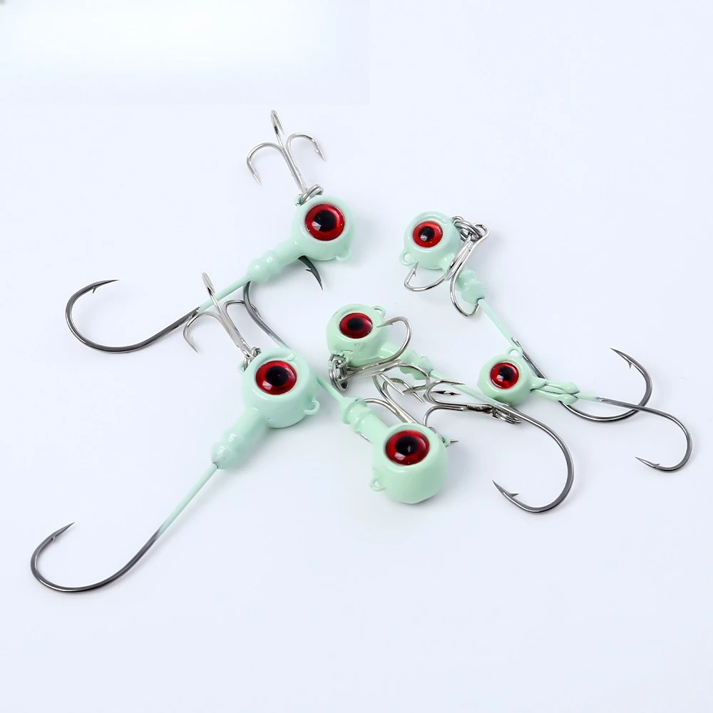 

10PCS Luminous Fishing Jig Head Hooks 3g-13g Long Shank with Treble Hook Glow Jigs Fishhook for Trout Crappie Fishing Tackle