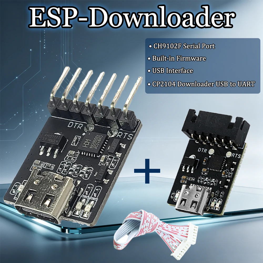 CH9102F CP2104 Downloader Module USB to UART 7Pin Type-C Serial Program Burning Board for ESP32 MINI RS232 RS485