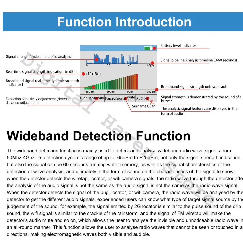 GPS wifi bluetooth Detector Anti Hidden Spy Cameras GSM Wiretap Sound Signal Spy Gadgets Listening device Detector WiFi Analyzer