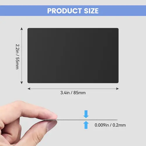 Imagen 2 del producto Espacios en blanco de grabado láser, hojas de aleación de aluminio negro de 250 piezas para grabado CNC, artesanía láser, tarjetas de visita de Metal multiusos