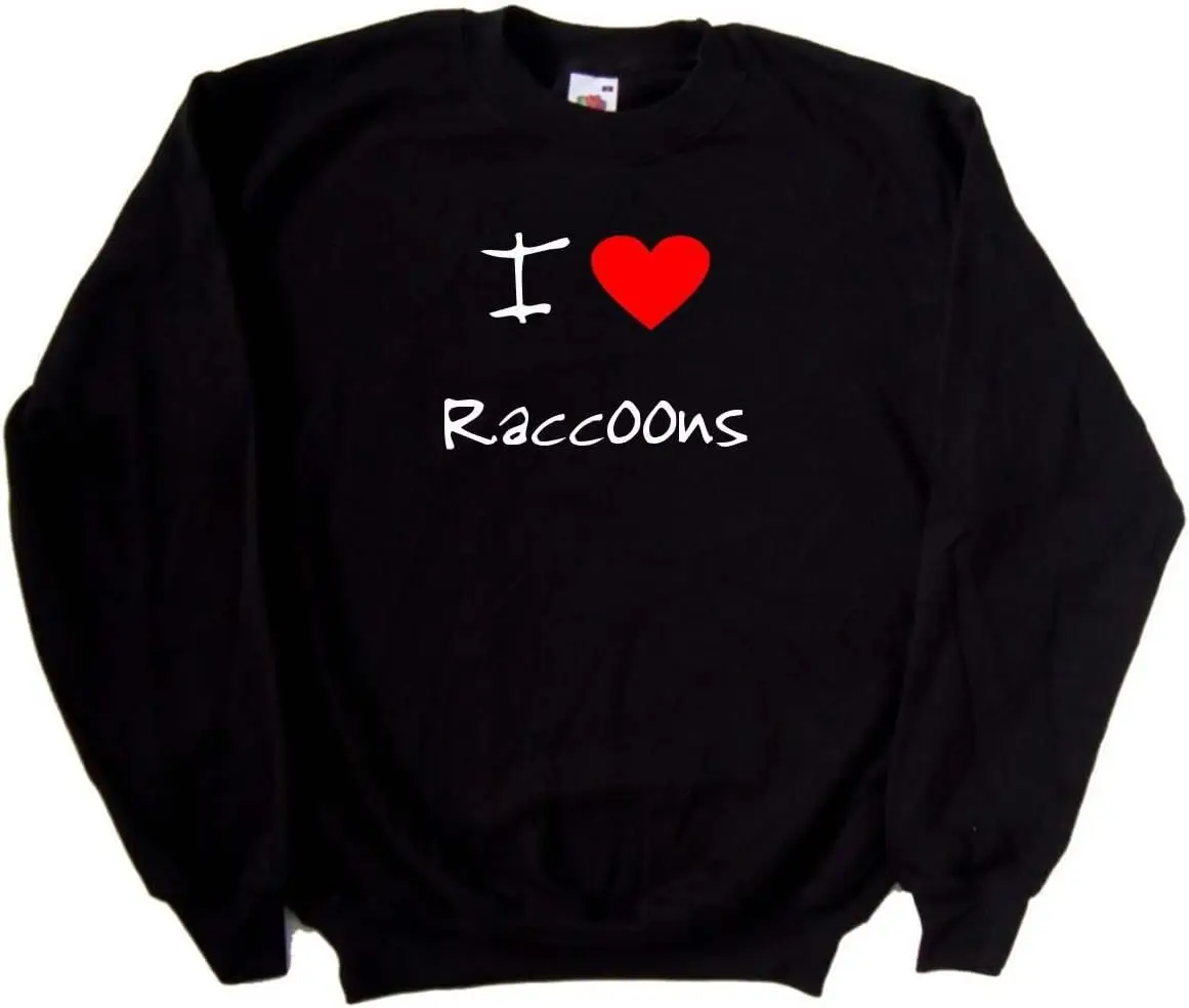 I Love Heart Raccoons Black Sweatshirt