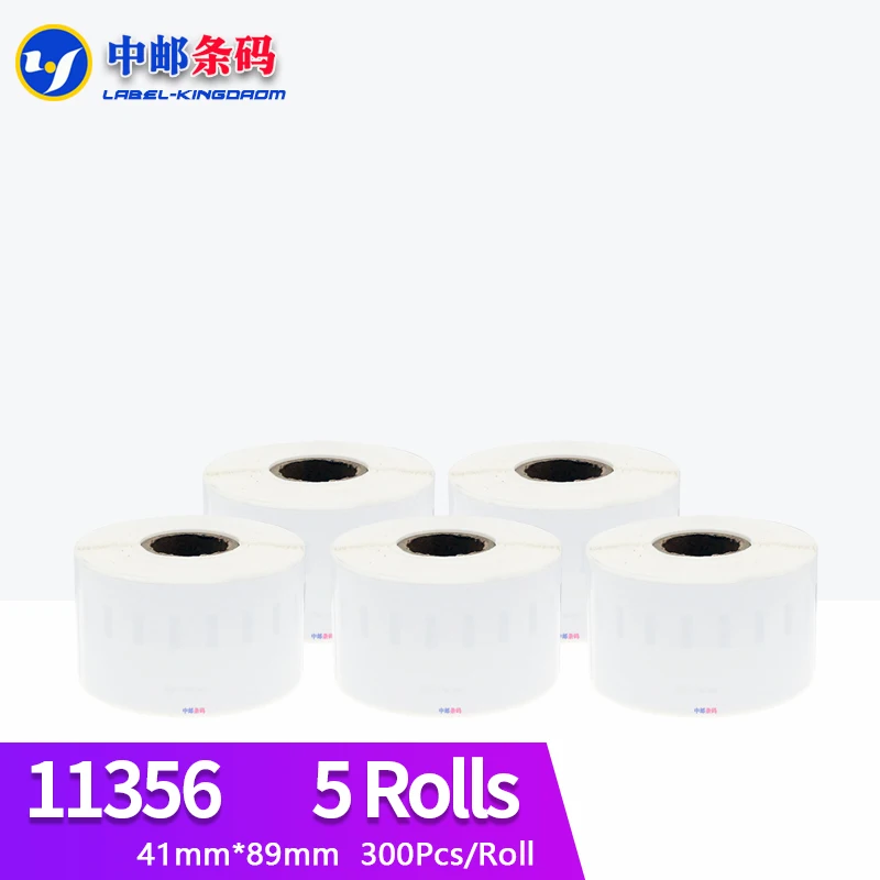 5 Roll Dymo Generic 11356 Label 41mm*89mm 300Pcs Sticker Compatible for LabelWriter 400 LW450 Turbo Thermal Printer