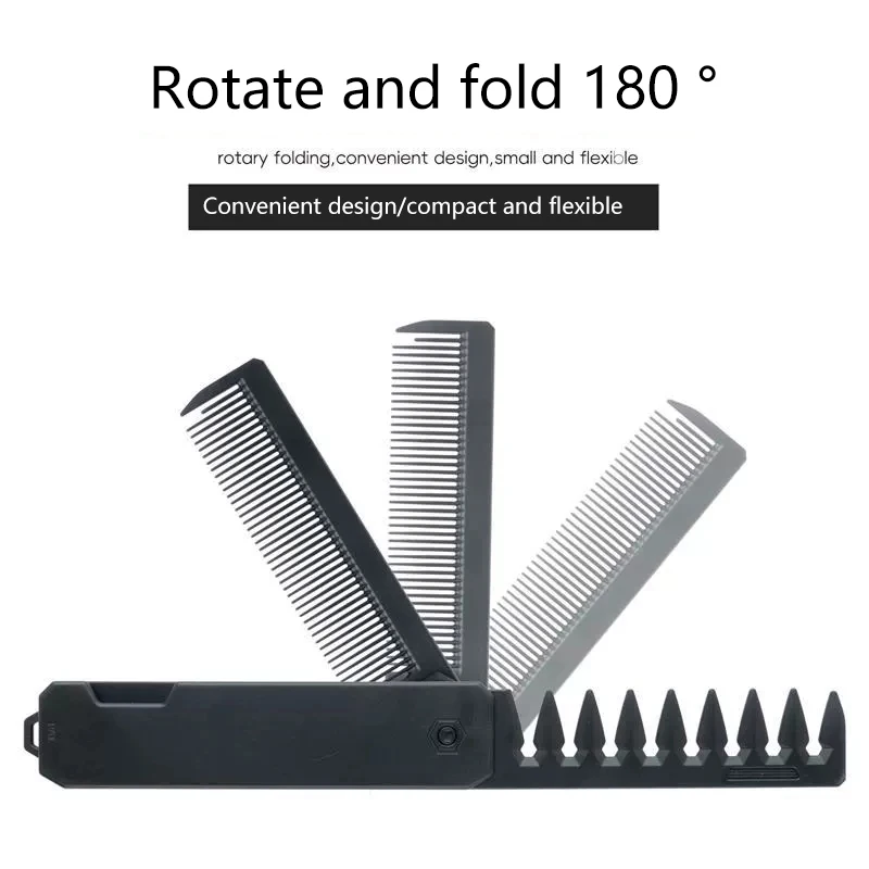 الحلاق مقص الشعر مشط صالون تصفيف الشعر أداة المهنية 3 في 1 جيب للطي أمشاط واسعة الأسنان النفط رئيس مشط اللحية تمشيط