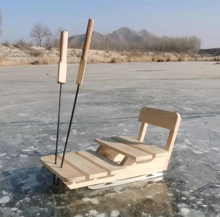 

2024Горячая Распродажа, сани для льда для детей, спортивное оборудование на открытом воздухе, сани для снега, экологически чистые сани из цельного дерева