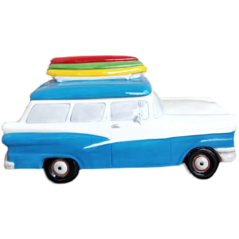 

Pure hand-painted ceramic car shape storage tank American decoration