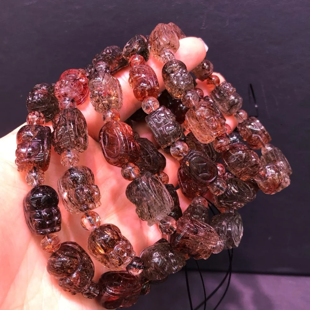 Natural Black Golden Super Seven Pixiu Bead Bracelet Women Reiki Healing Strand Bangles Jewelry For Female Gift 1PCS