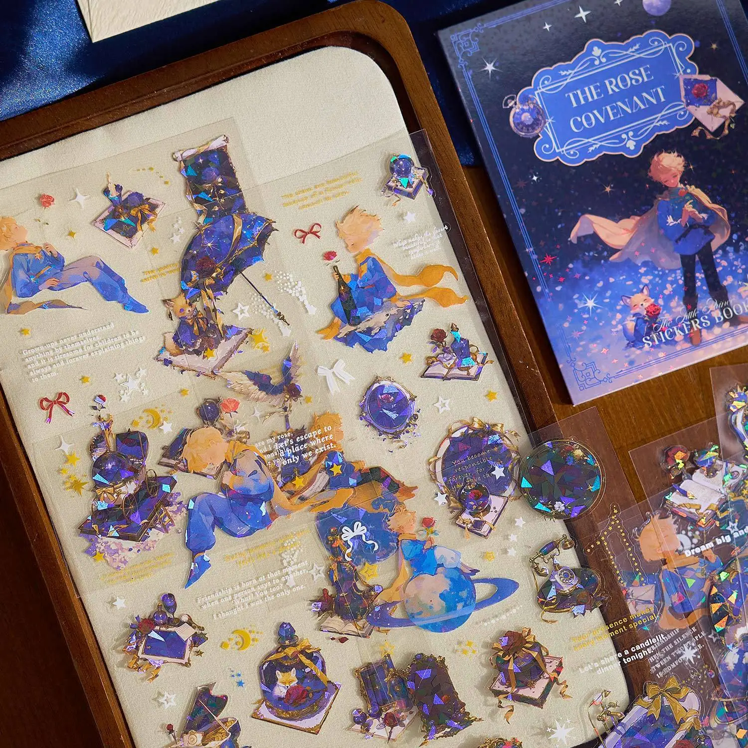 الليزر شل ضوء PET ملصقات كتاب الأمير الكون سلسلة شخصية طالب دفتر الديكور DIY المواد ملصقات المناظر الطبيعية