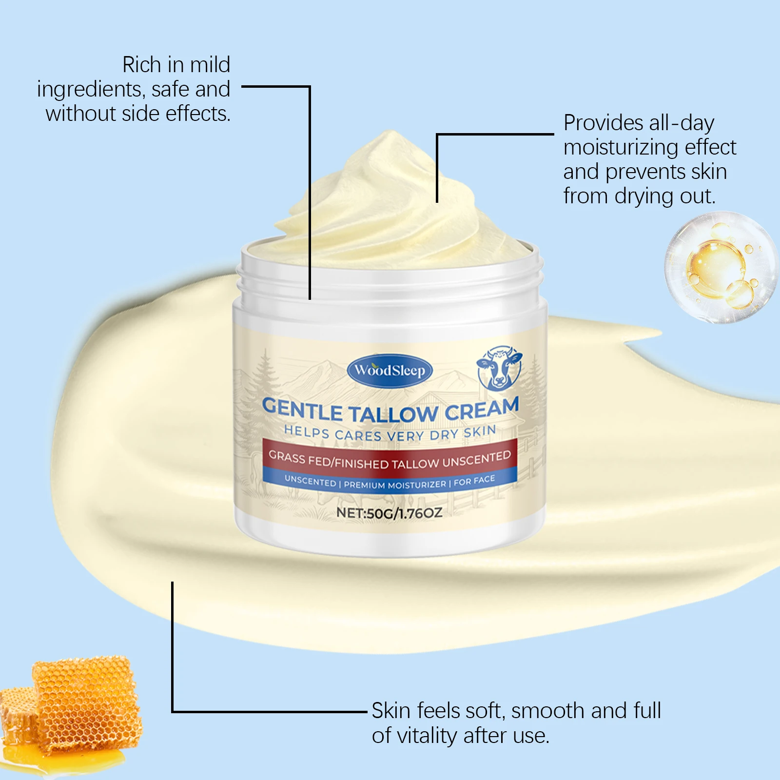 مرطب لحم البقر طويل القامة للترطيب العميق لإصلاح البشرة الجافة مهدئ لطيف قفل الرطوبة شركة السلس الجلد العناية اليومية جميع البشرة #5