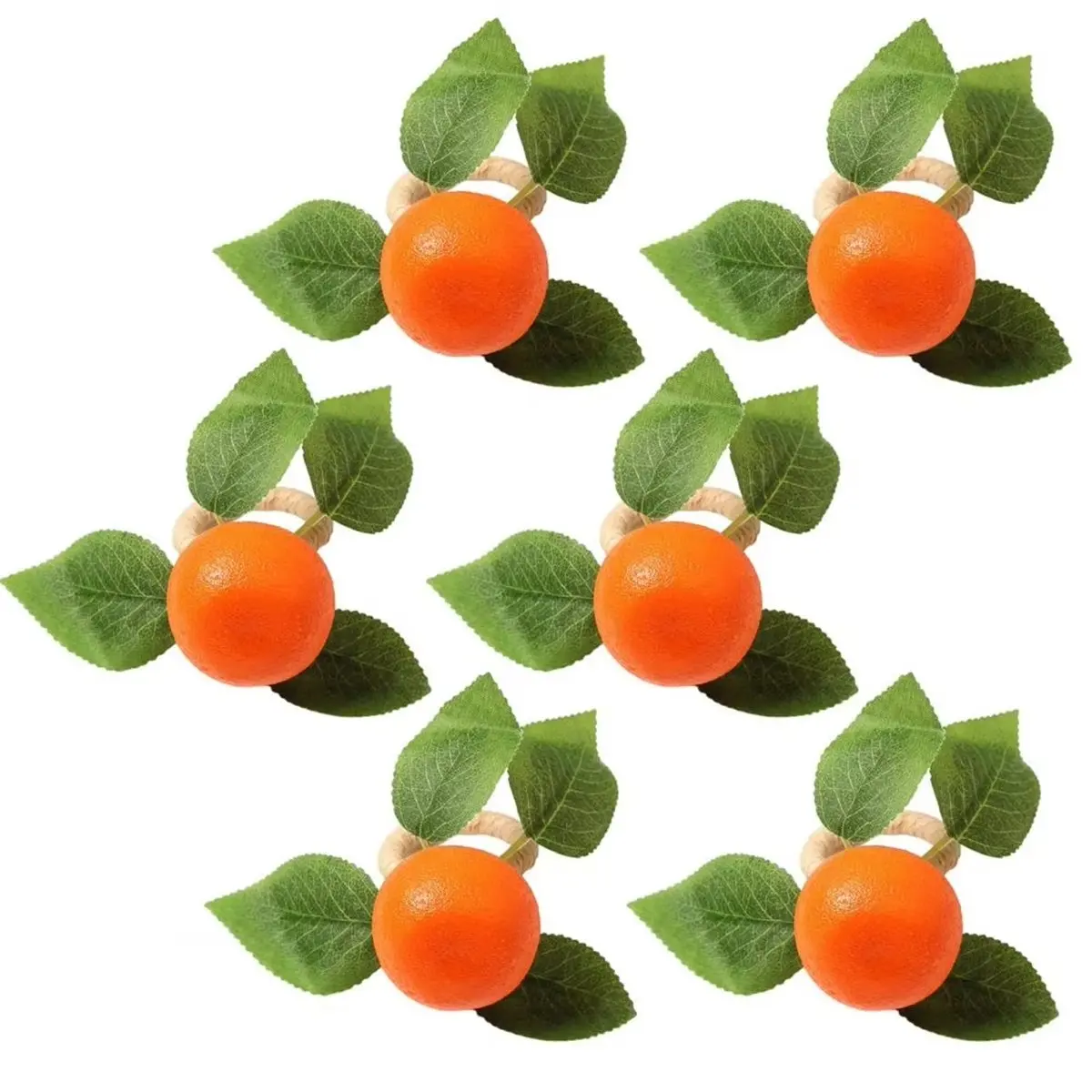 A20I Orange Napkin Ring Bohemian Tangerine Napkin Buckles for Rustic Wedding PartyDecor Fake Tangerine Rope Napkin Rings