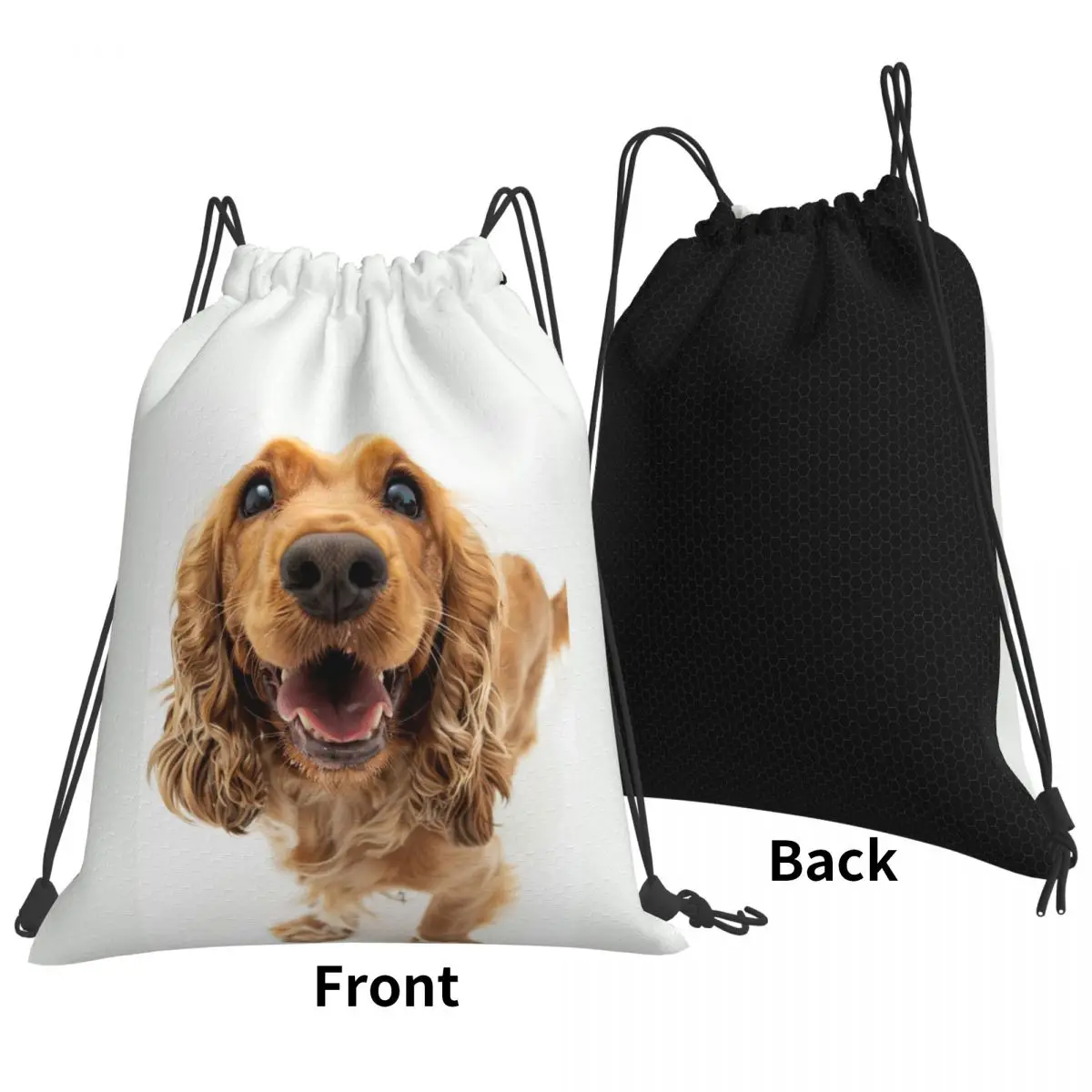 Tail Wagging Wisdom_ Nurturing Your Cocker Spaniel Spirit Backpacks Casual Drawstring Bags Sundries Bag Book Bags for Students