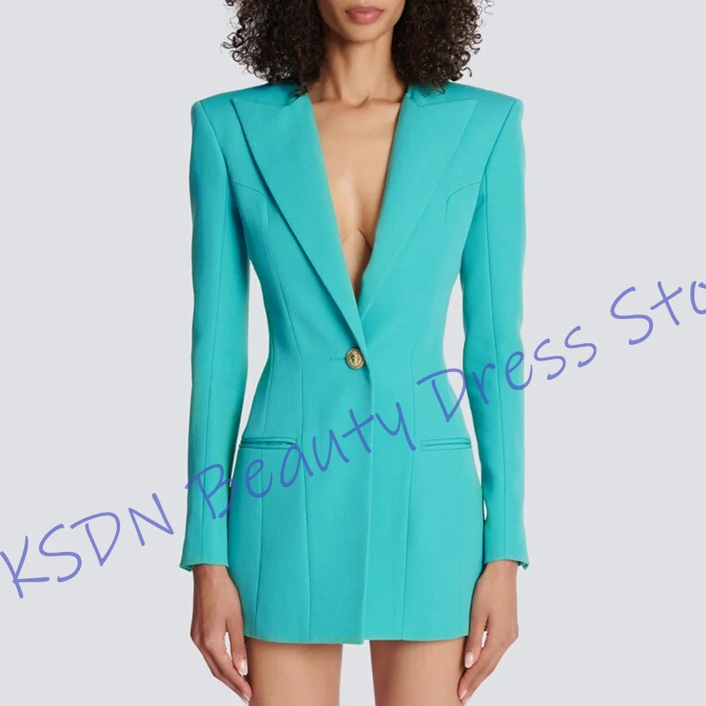 

Элегантный бирюзовый женский пиджак приталенного кроя на одной пуговице, комплект из одного предмета, костюмный блейзер для вечерних мероприятий и коктейльных вечеринок