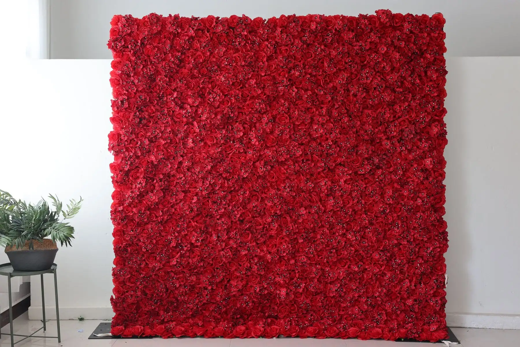 

3D Elegant red Rose Hydrangea Roll Up Cloth Flower Wall Wedding Backdrop Window Display Flower Runner Event Party Prop