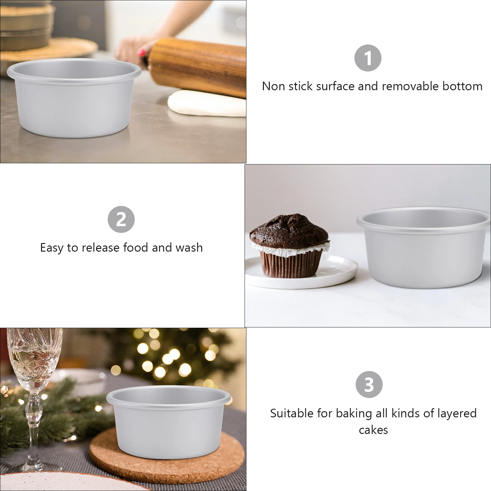 

10 Inch Round Cake Pan Anodized Aluminum Removable Bottom Baking Mold for Layer Wedding Cakes Cheesecakes Mousse