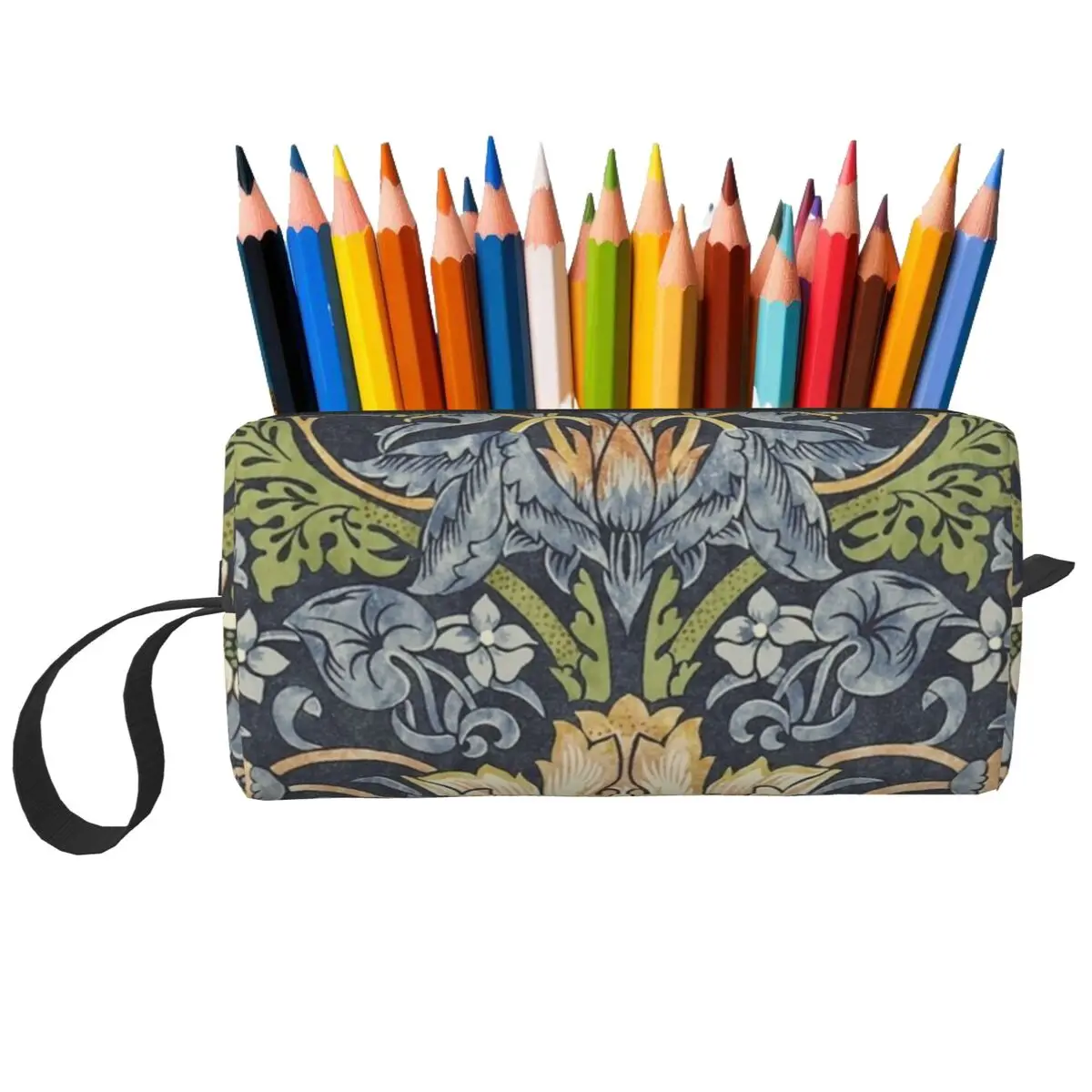 William Morris Strawberry Thief Original Makeup Bag Cosmetic Organizer Toiletry Cosmetic Bag for Women Beauty Travel Pencil Case
