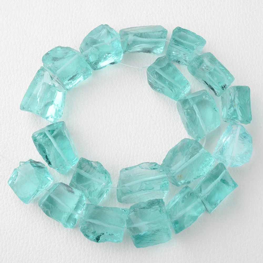 Light Blue Natural Glass Quartz Rough Nugget Loose Beads For Jewelry Making DIY