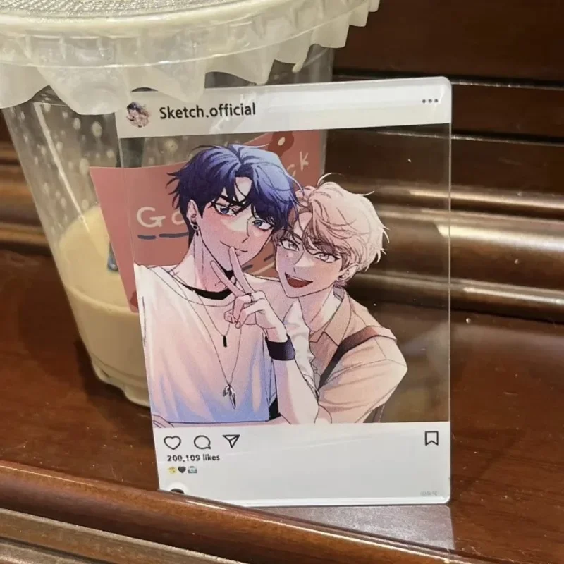 Sketch Korean Anime Group Photo Card Man KeyChain Lee Joobin Women Key Chain Acrylic Couples Pendant Choi Leekyung Kids Chaveiro