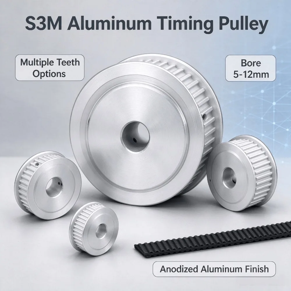 1Pcs S3M Anodizing Aluminum Synchronous Wheel 14 to 25 Teeth Timing Pulley,Fit Belt Width 6mm 10mm 15mm,Bore Size 5mm-12mm