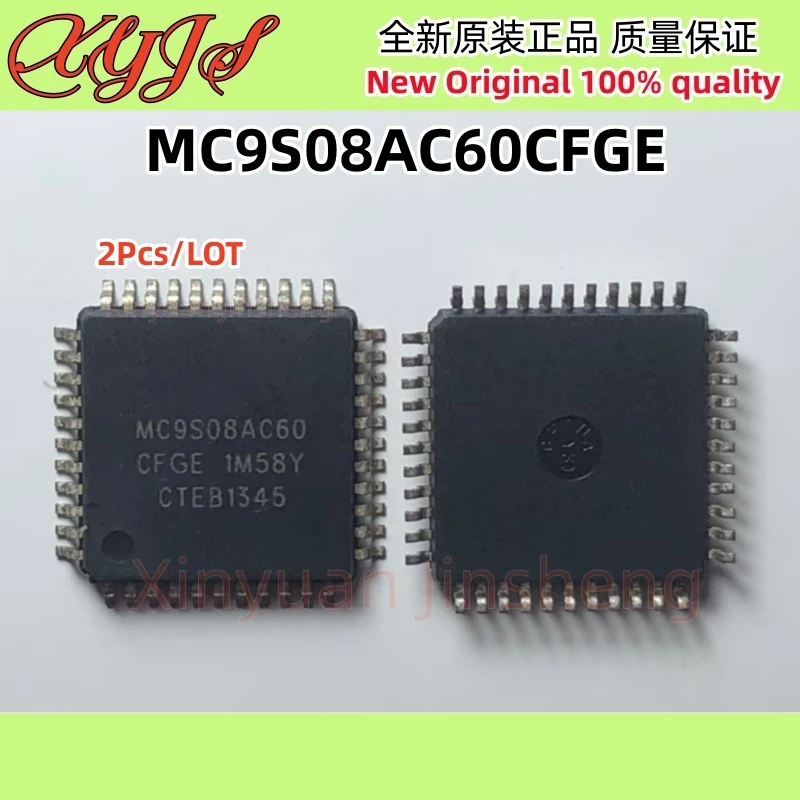 2Pcs MC9S08AC60CFGE MC9S08AC60 LQFP-44 8-bit Microcontrollers - MCU 40-MHz HCS08 CPU (central processor unit) New 100% quality