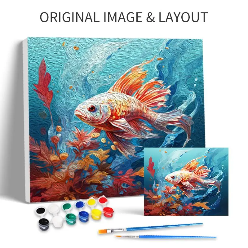 CHENISTORY Pictures By Number Fish Animal Kits Home Decor Painting By Numbers Drawing On Canvas HandPainted Art DIY Gift