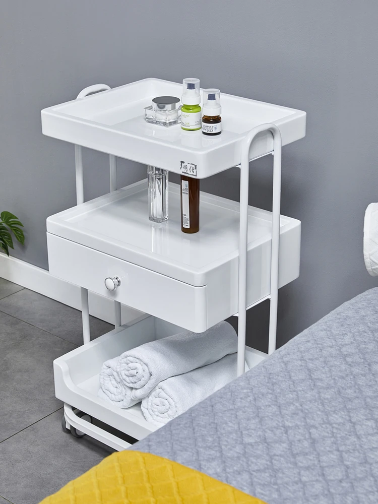 Beauty Embroidered Tattoo Manicure Salon Trolley Rolling Cart Bedroom Salon Trolley Carrello Attrezzi Beauty Furniture HYST