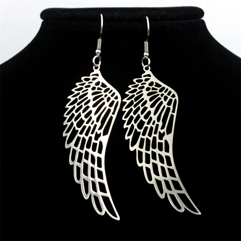 1 Paar modische hohle Engelsflügel-Ohrringe aus Edelstahl für Mädchen und Frauen, baumelnde Ohrringe, Party-Schmuck, Geschenk