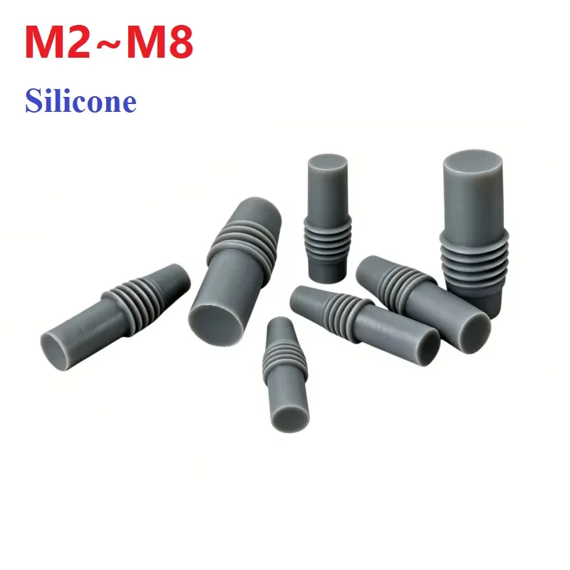 Grey Round Shank Silicone Pull-tab Stopper Heat Resistant Plug Thread Seal Plug M2 M2.5 M3 M4 M5 M6 M8