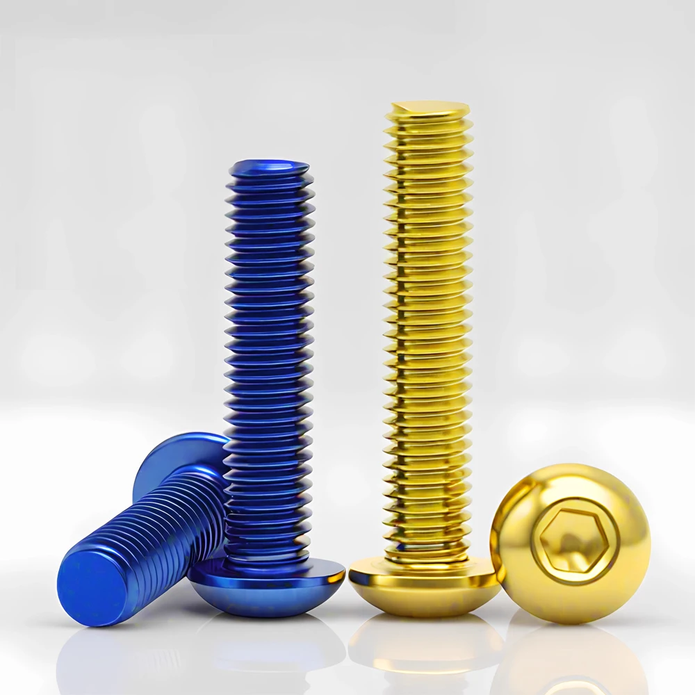 

M4 M5 M6 M8 ISO7380 Hex Socket Button Head Screws SUS304 Stainless Steel Titanium Blue and Gold Plated Allen Key Bolts