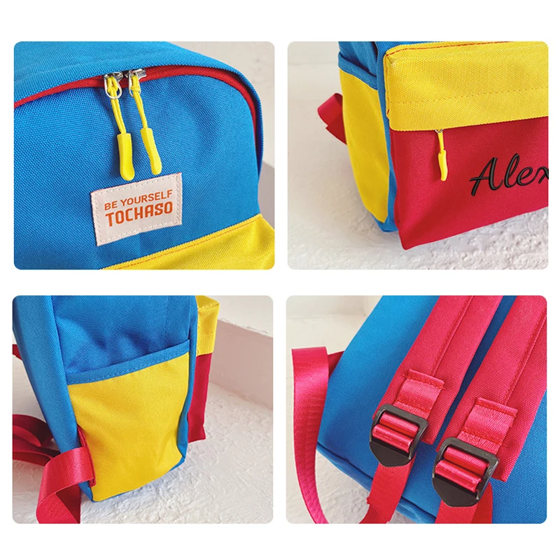 Embroidered Custom New Model, Dopamine Colour-Block Design, Cute Cartoon, Fashionable Backpack, Casual Backpack