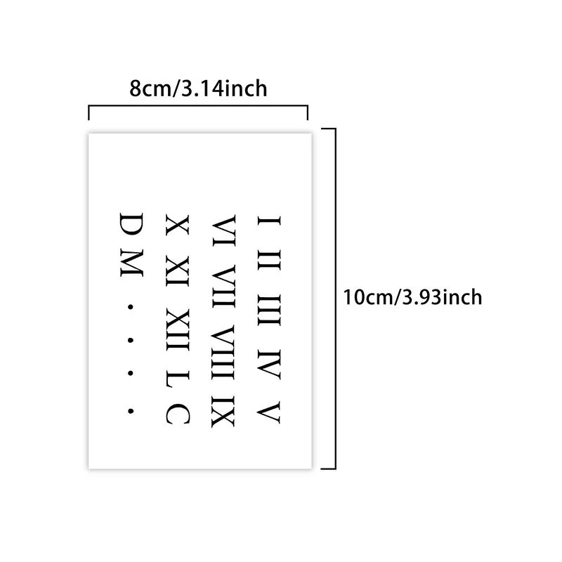 1Pc Roman Numerals Waterproof Temporary Tattoo Stickers, Long-lasting Waterproof for One to Two Weeks, For Finger, Arm, Neck.