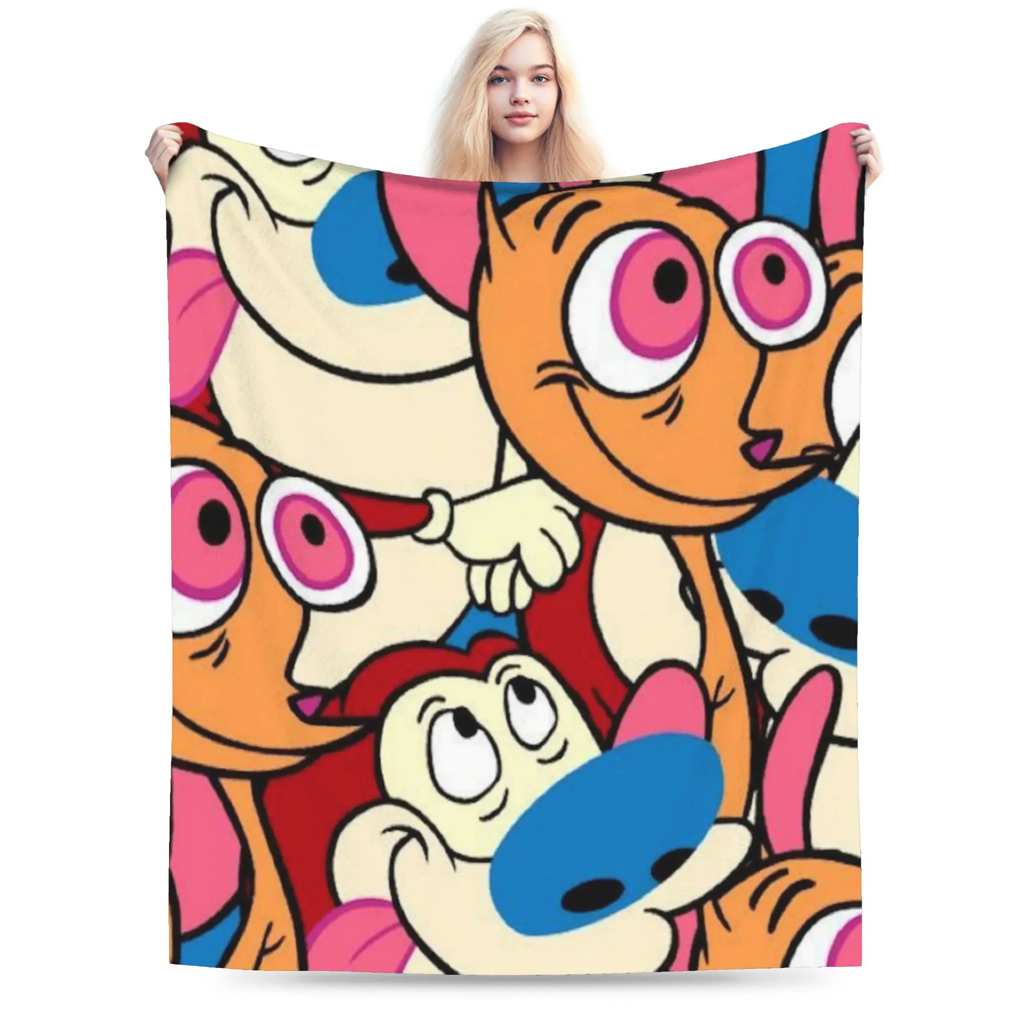  Duo Rucksack Ren & Stimpy  Blanket Coral Fleece Plush  Relax Ultra-Soft Throw Blankets for Bed Bedspread