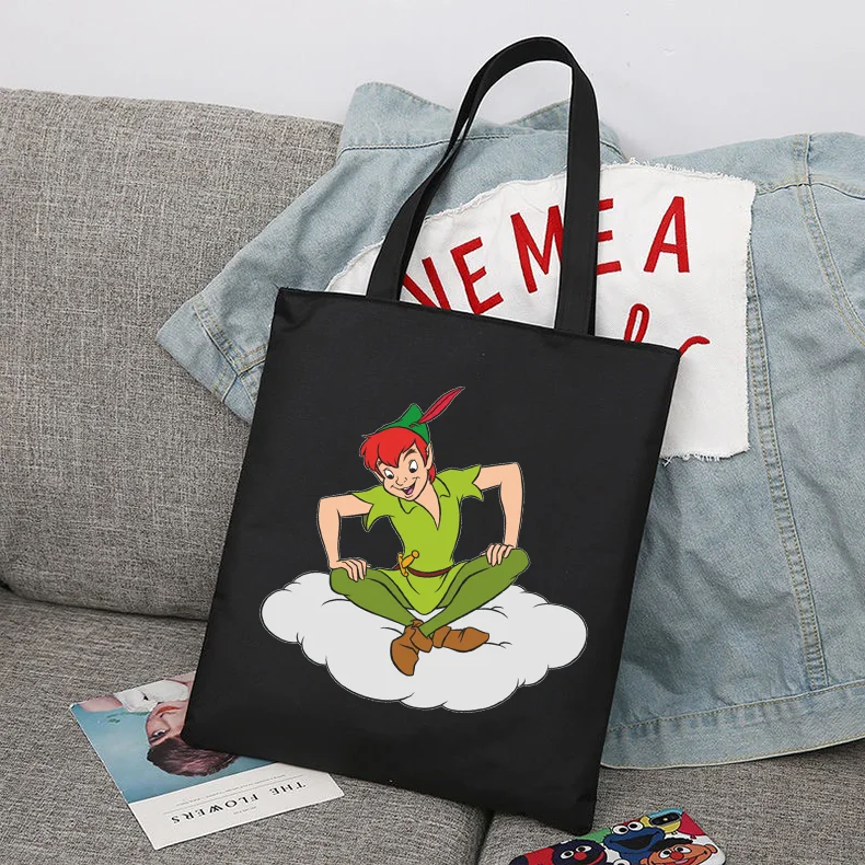 Disney Peter Pan pieghevole riutilizzabile panno Shopper Harajuku borsa studente tela Tote Bag Shopping Bag