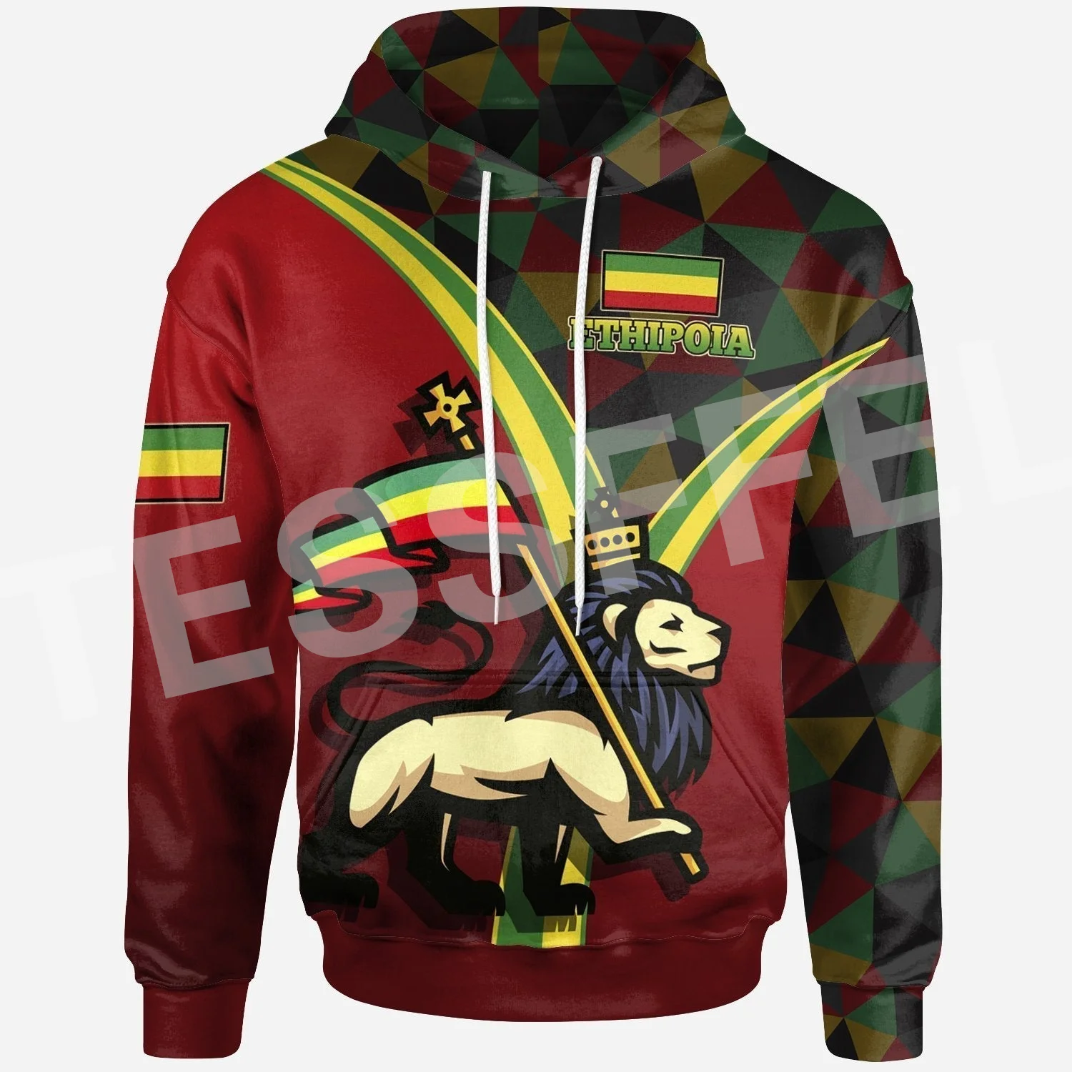 Africa Country Flag Lion Ethiopia Church Reggae Tribel Tattoo Streetwear Tracksuit 3DPrint Unisex Casual Funny Jacket Hoodies 3X