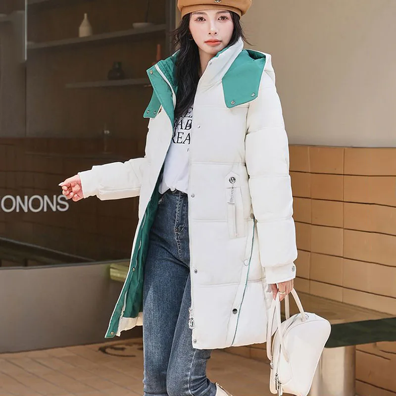 Neue Qualität Frauen Unten Baumwolle Mantel Lose Lange Baumwolle Kleidung Mode Mit Kapuze Parker Mantel Winter Dicke Warme Gepolsterte Jacken