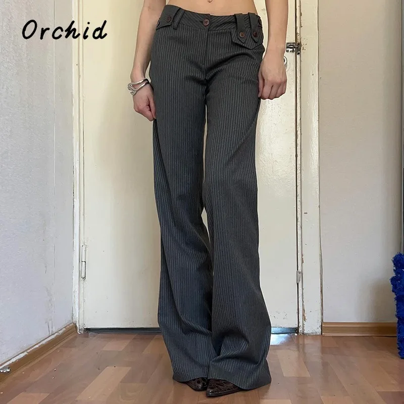 

Women's Retro Striped Straight Denim Trouser Y2K Trashy 2000s Street High Waist Loose Jeans Emo Vintage Casual Baggy Pants