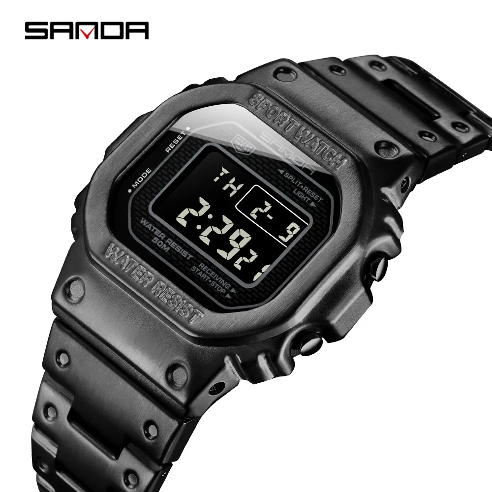 

SANDA Fashion G style Men's Sports Watches LED Digital Watch Men Casual Waterproof Wristwatch Steel Clock Relogio Masculino