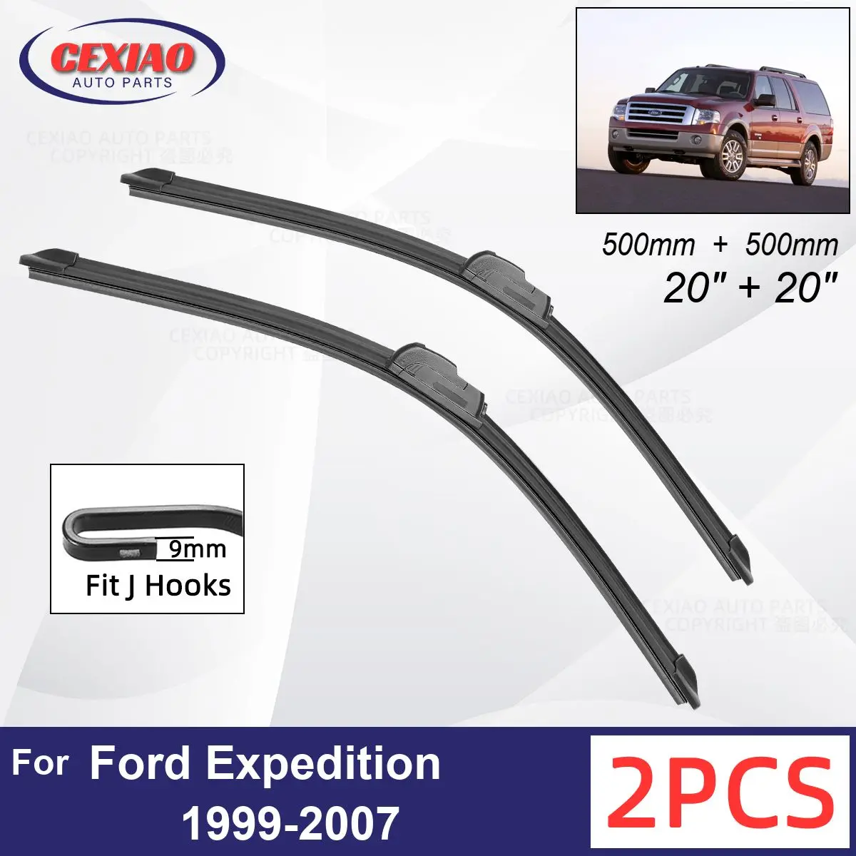 

Car Wiper For Ford Expedition 1999-2007 Front Wiper Blades Soft Rubber Windscreen Wipers Auto Windshield 20"+20" 500mm + 500mm