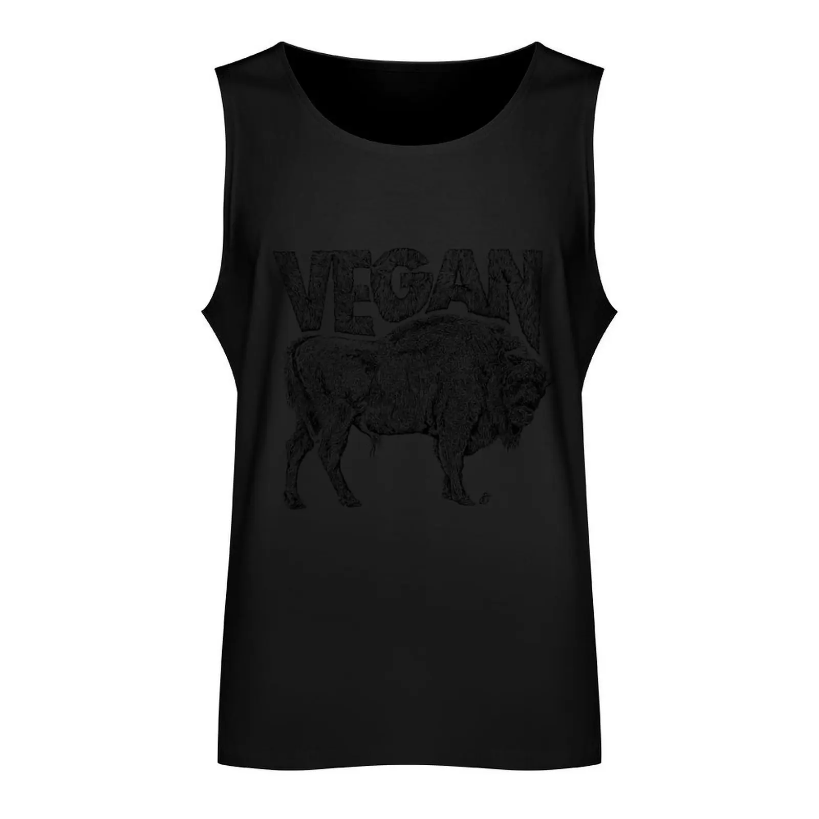 VEGAN BISON Tank Top mens clothing sleeveless gym shirts male