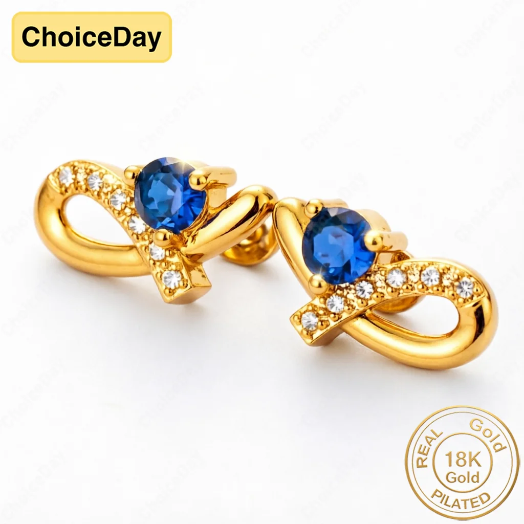 18K Gold-Plated Exquisite Curved Purple Zircon Stud Earrings – A Stylish Accessory for Weddings and a Perfect Gift for Women