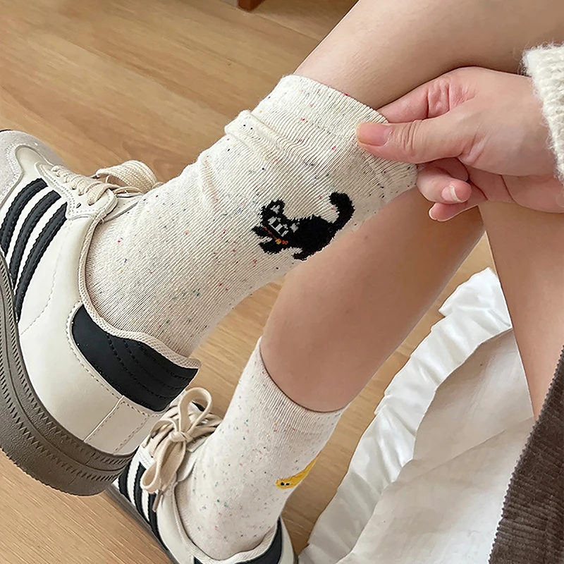 

Japanese Cat Cartoon Animal AB Interesting Illustration Personality Design Men And Women Ideas Yarn Cotton Mid-tube Socks