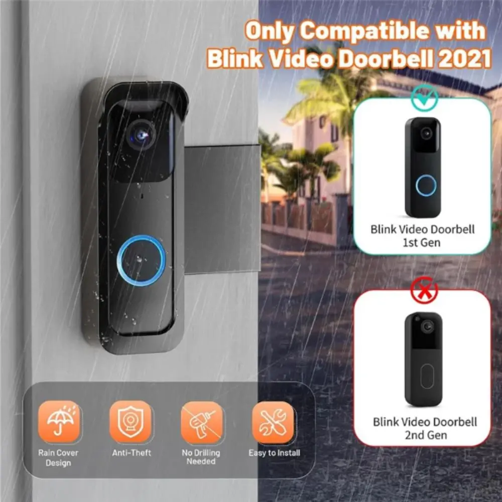 Anti-Theft Design Video Doorbell Mount Outdoor Use Flashing Feature Anti-Theft Mount Mounting Bracket Weather Protection