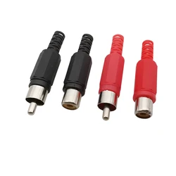 10Pcs Red Black Plastic RCA Male Female Soldering Type Audio Video AV Connectors RCA Plug Socket Audio Video Adapter Connector