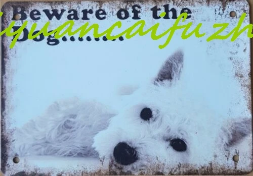 SJKY Beware Of The Dog metal sign Man Cave She Shed Home Bar Pub Club Garage  20x14cm