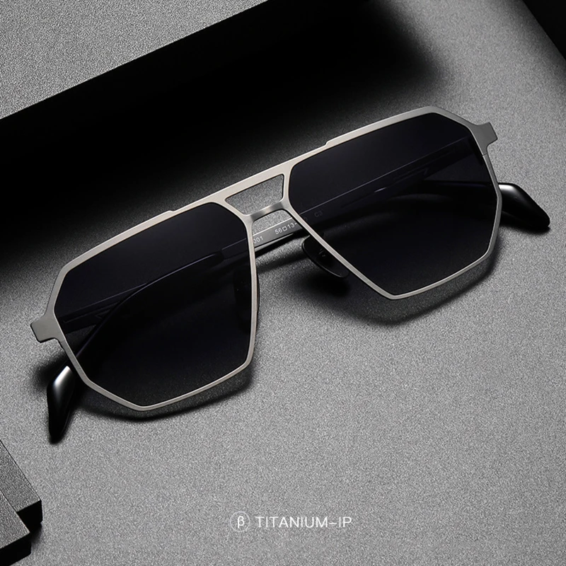 

2025 Новые поляризационные солнцезащитные очки из чистого титана для мужчин и женщин, модный стиль-авиатор для вождения с защитой от ультрафиолета