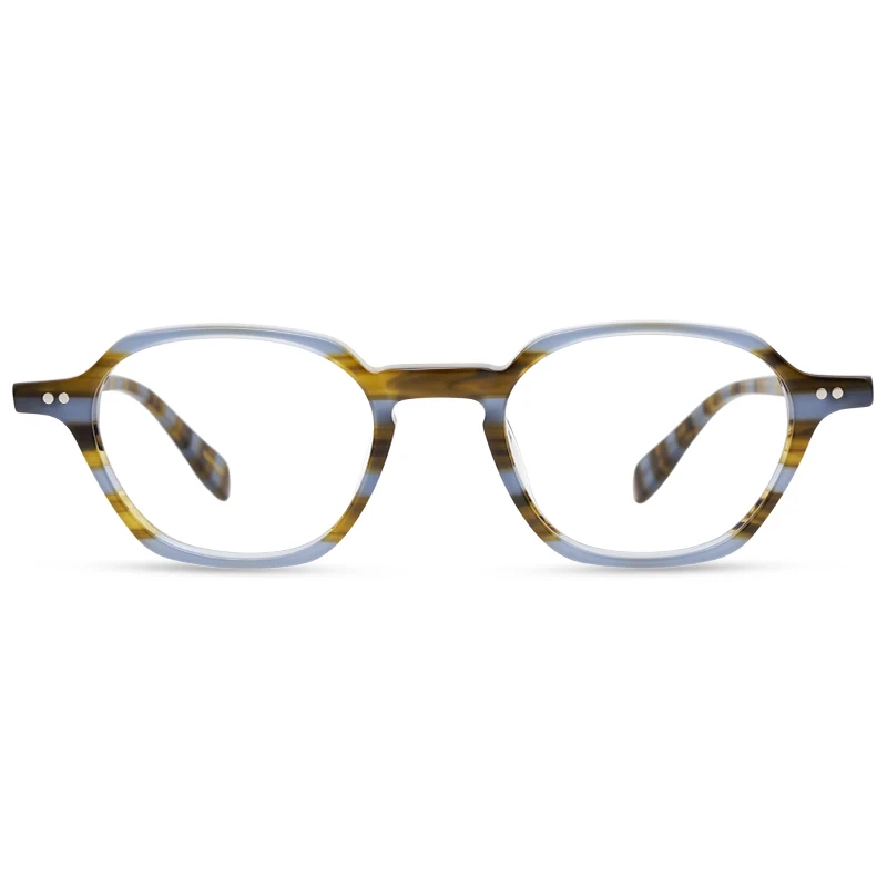 Handmade geometric eyeglass frame, compact and portable, acetate frame, retro and modern color blend